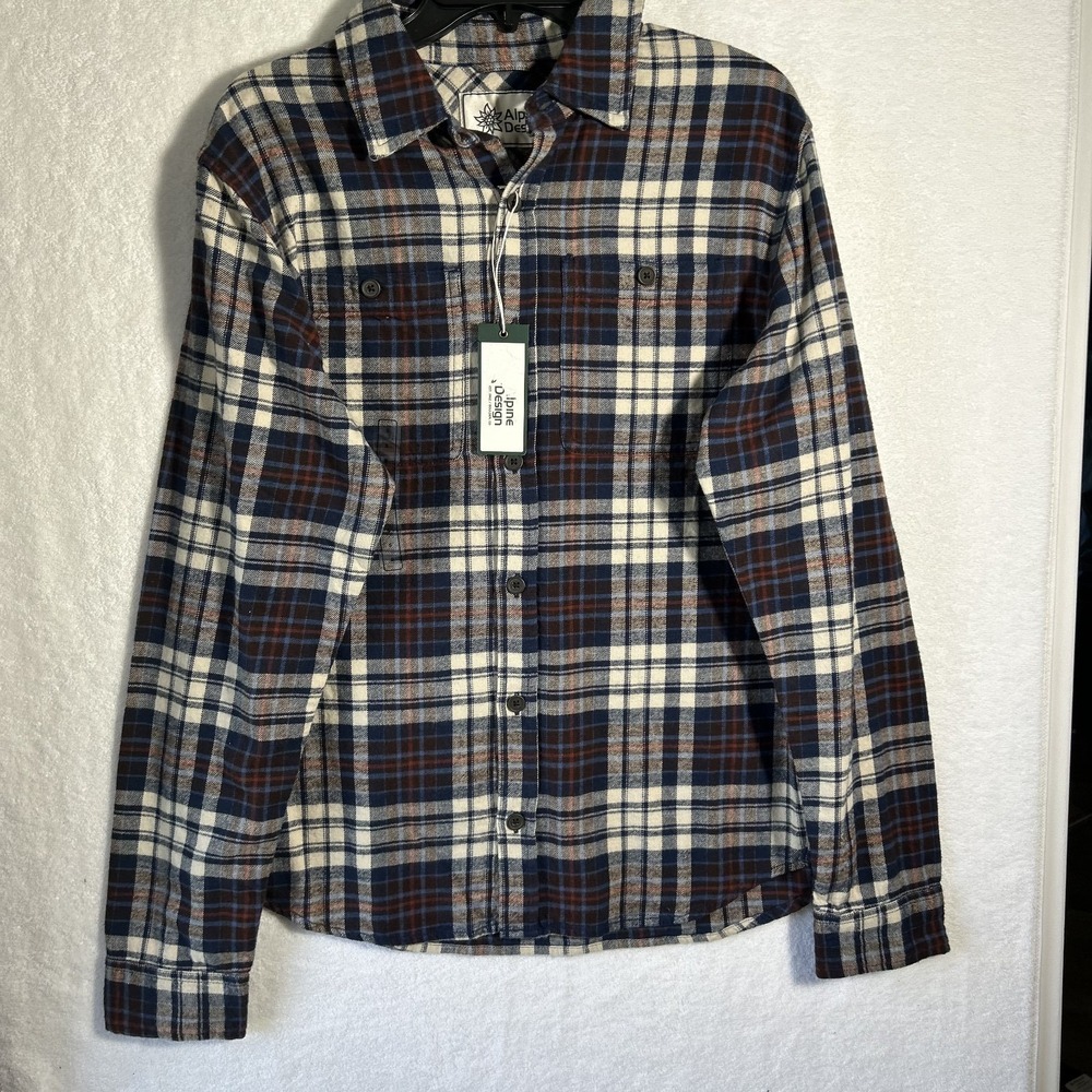 Alpine Design Mens Size S Hike Midweight Button Up Flannel Shirt